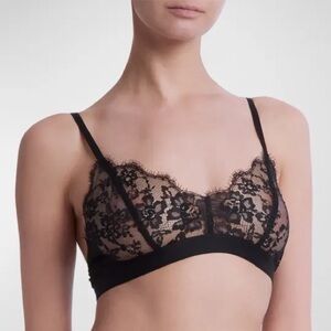 Hanky Panky x Prabal Gurung Eyelash Lace Sheer Bra Bralette Black Size Small NWT